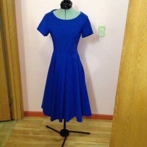Royal Blue Fit and Flare 1950s-Style Dress